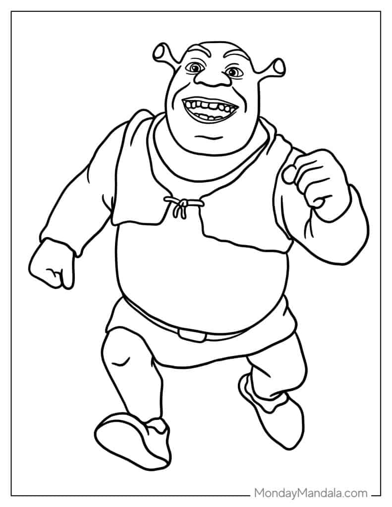 Shrek coloring pages free pdf printables