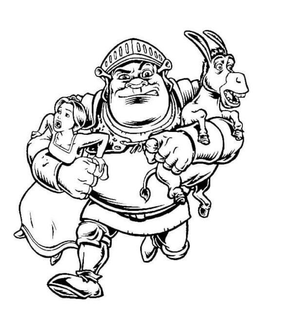 Drawing shrek with friends run coloring page