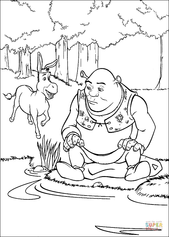 Donkey and shrek coloring page free printable coloring pages