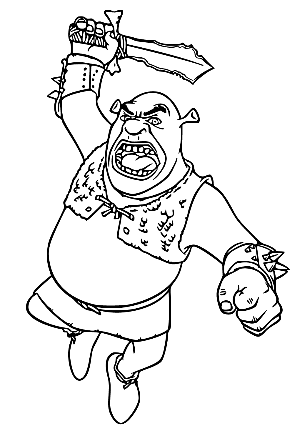Free printable shrek sword coloring page for adults and kids