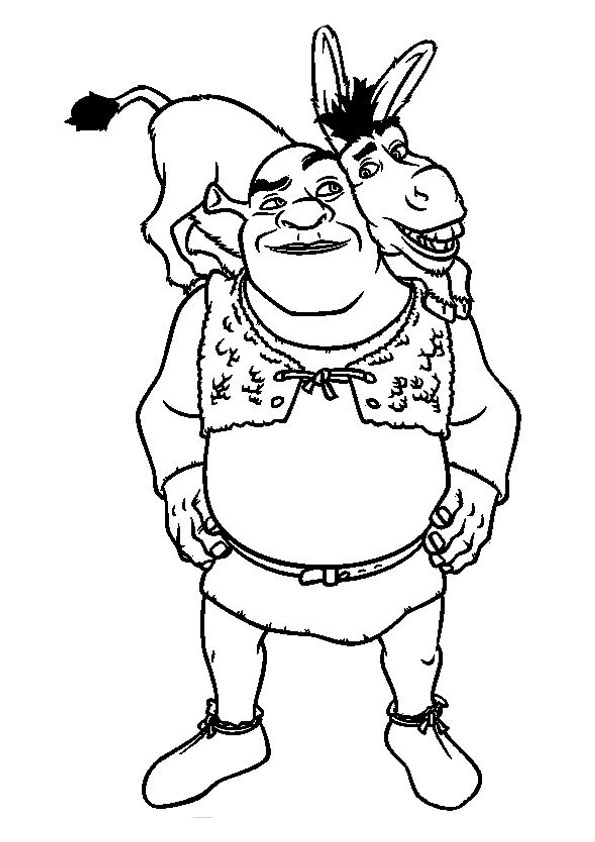 Coloring pages happy shrek donkey coloring page