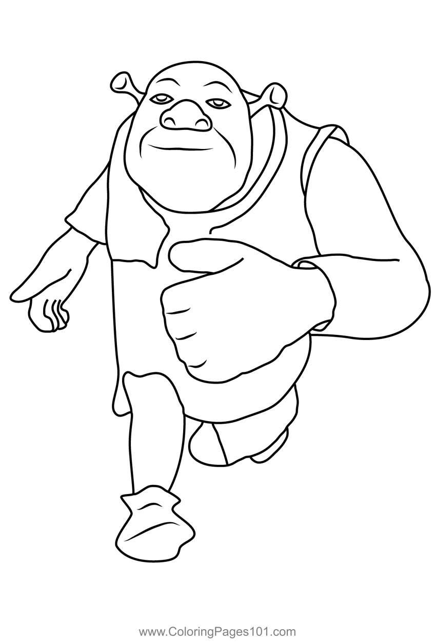 Shrek going coloring page for kids