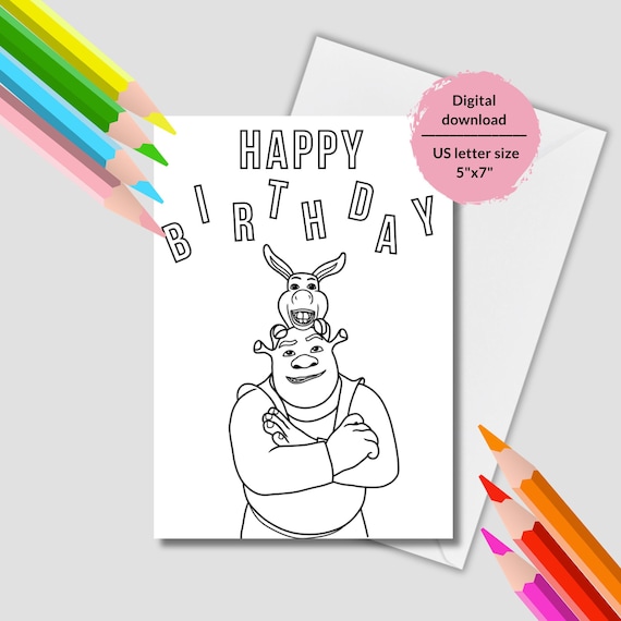 Shrek printable coloring sheet shrek birthday card printable shrek colouring pages shrek birthday card geburtstagskarte shrek ausmalen