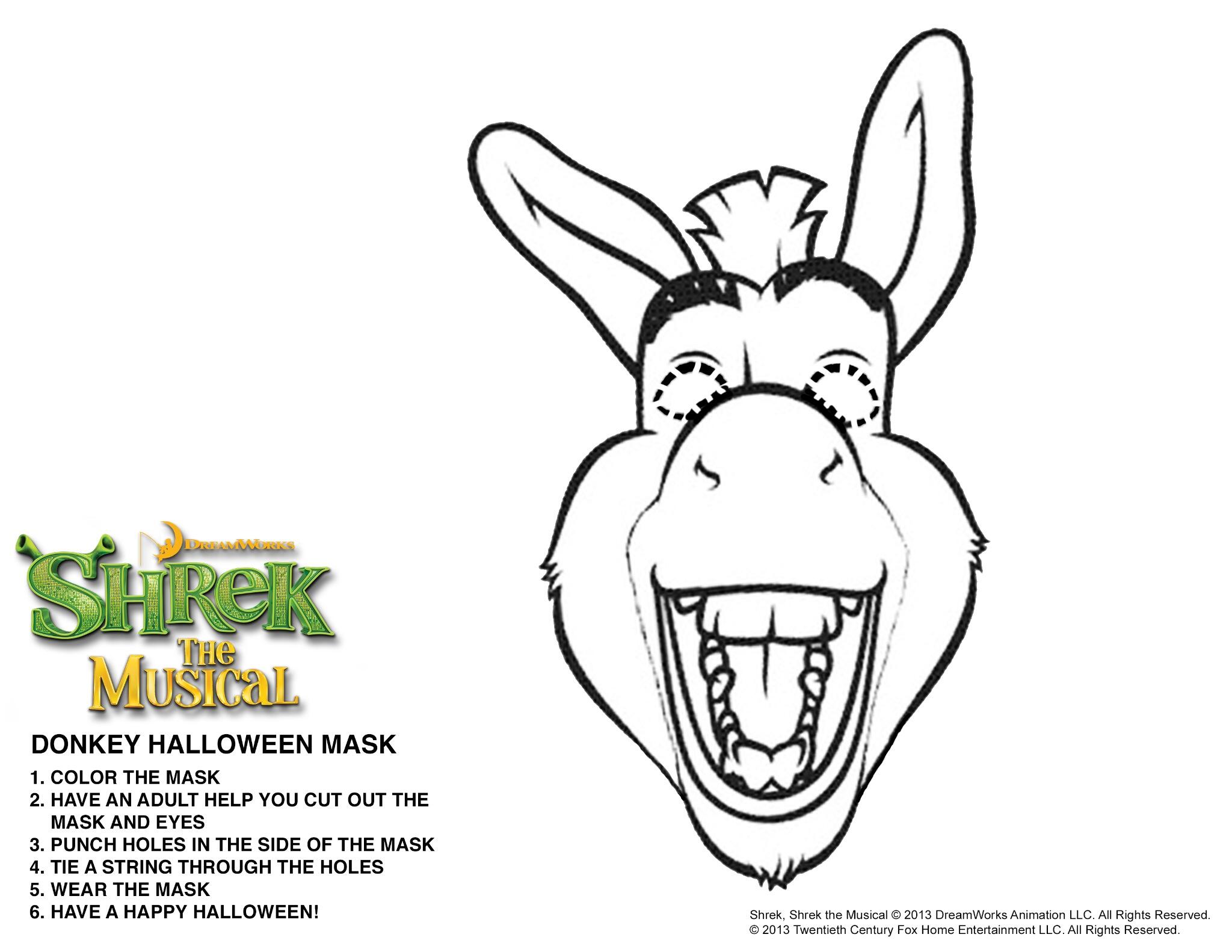 Shrek the musical on x join the halloween fun and download print and color in this donkey mask shrektober trickortreat httptcouqurbtts x