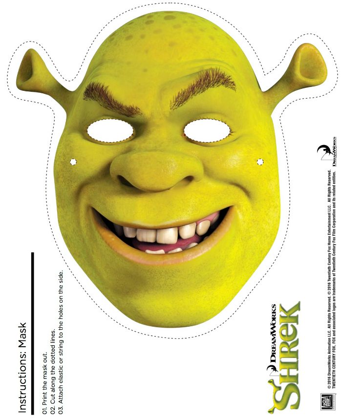 Free printable shrek mask craft