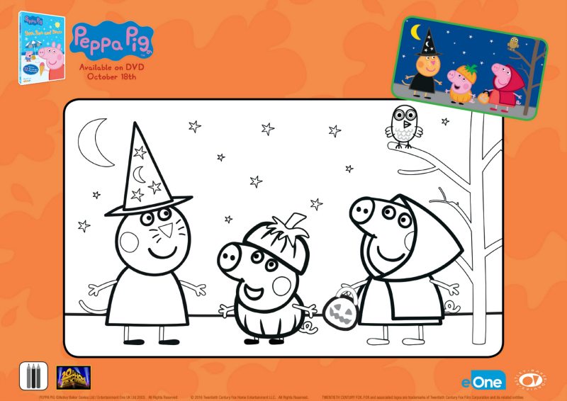 Free printable peppa halloween coloring page