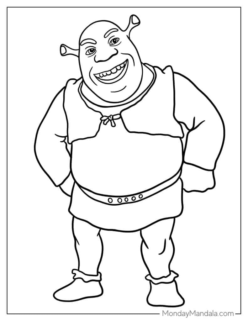 Shrek coloring pages free pdf printables