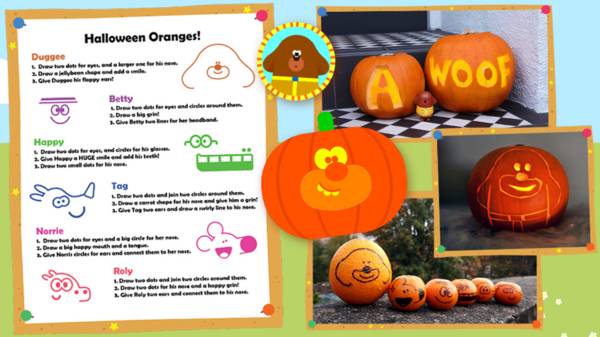 Halloween pumpkin design ideas and duggee template stencil