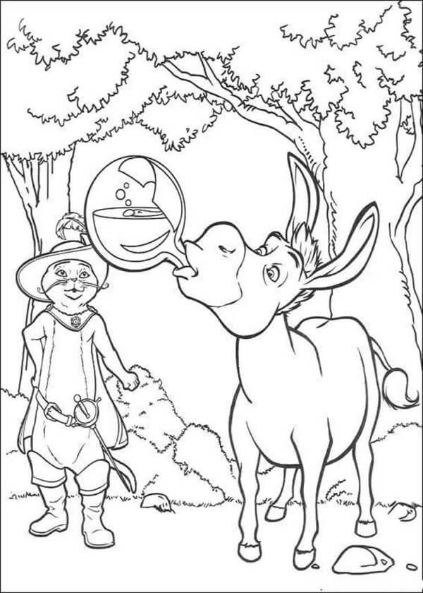 Donkey loves to amuse his friends coloring page