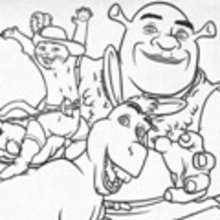 Shrek donkey and puss in boots coloring pages