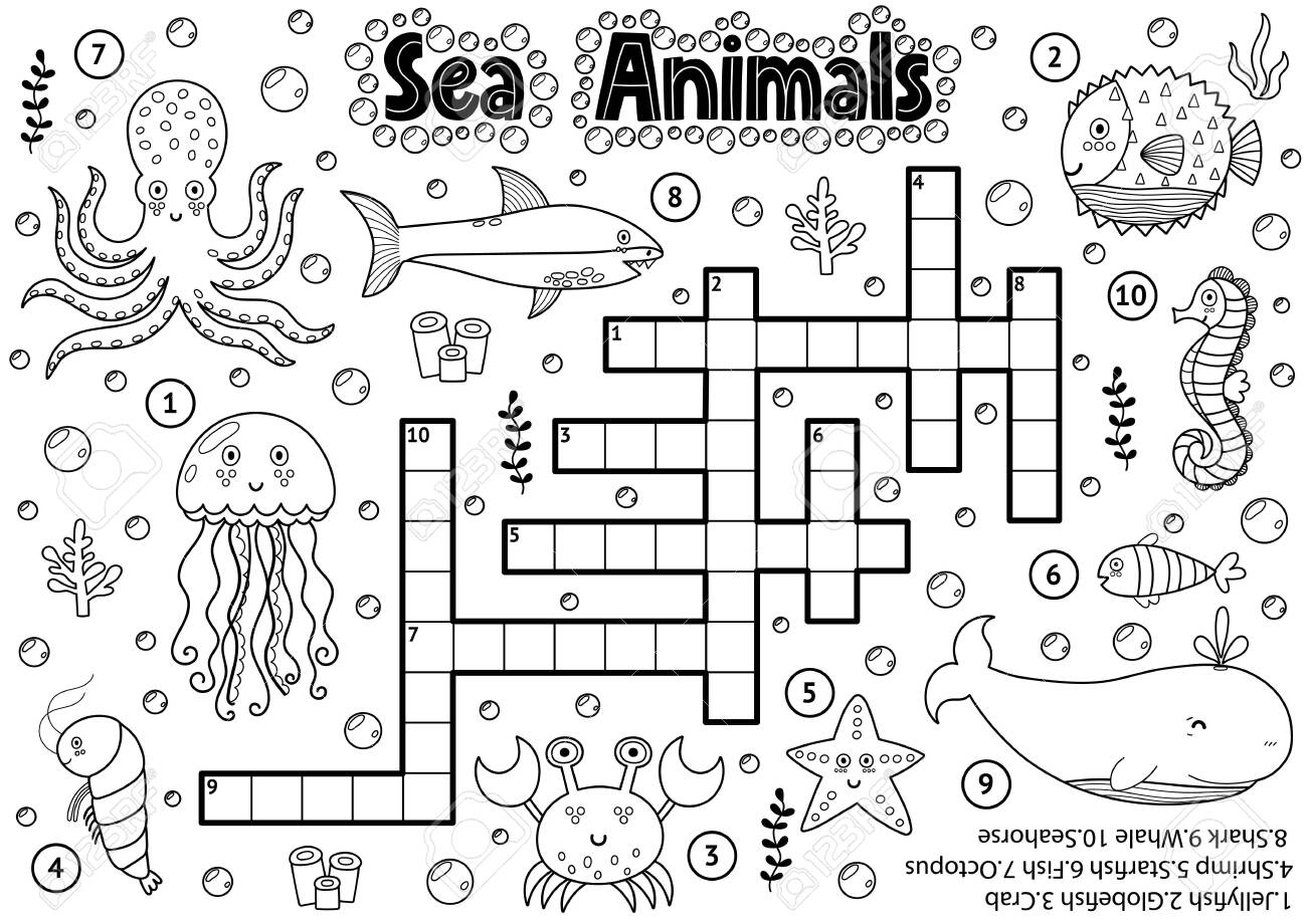 Find differences game for children black and white educational activity with cute crab sponge sea landscape ocean life line puzzle for kids with b stock vector image art