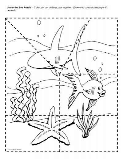 Under the sea puzzle â color cut out on lines put together glue