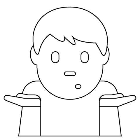 Man shrugging emoji coloring page free printable coloring pages