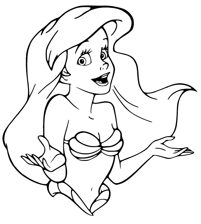 Ariel shrugging her shoulders coloring page