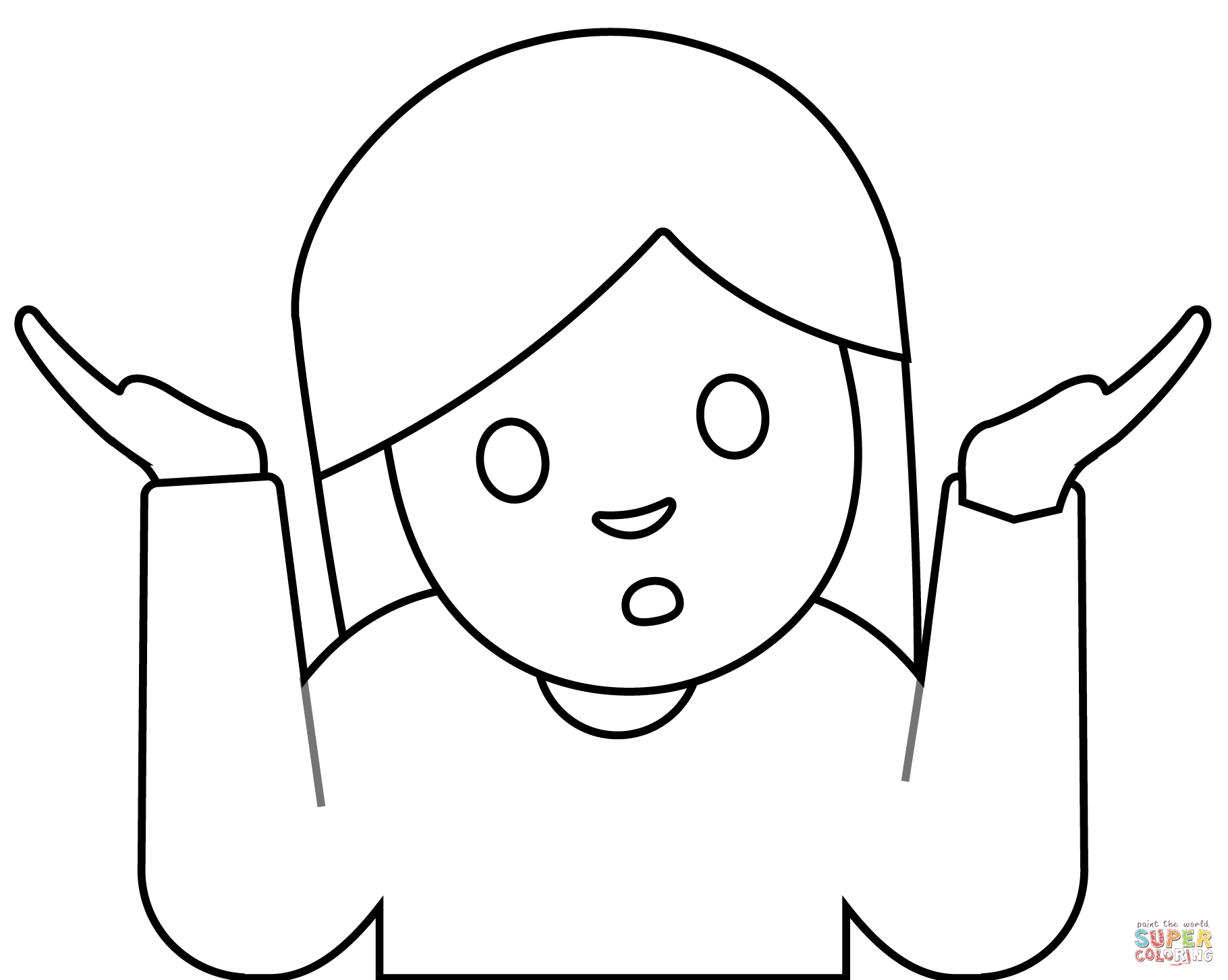 Person shrugging emoji coloring page free printable coloring pages