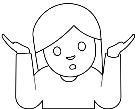 Person shrugging emoji coloring page free printable coloring pages