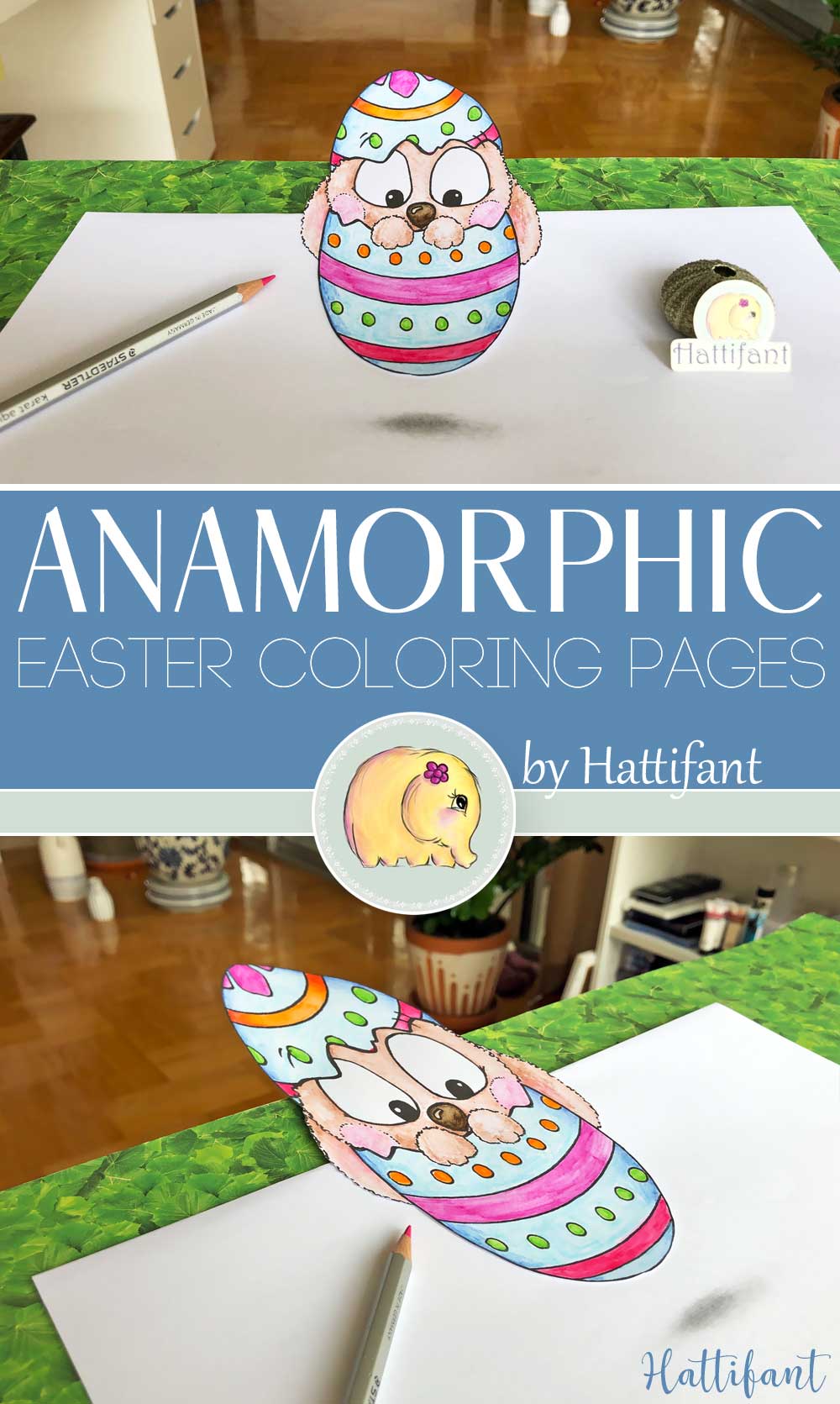 Anamorphic easter bunny coloring pages