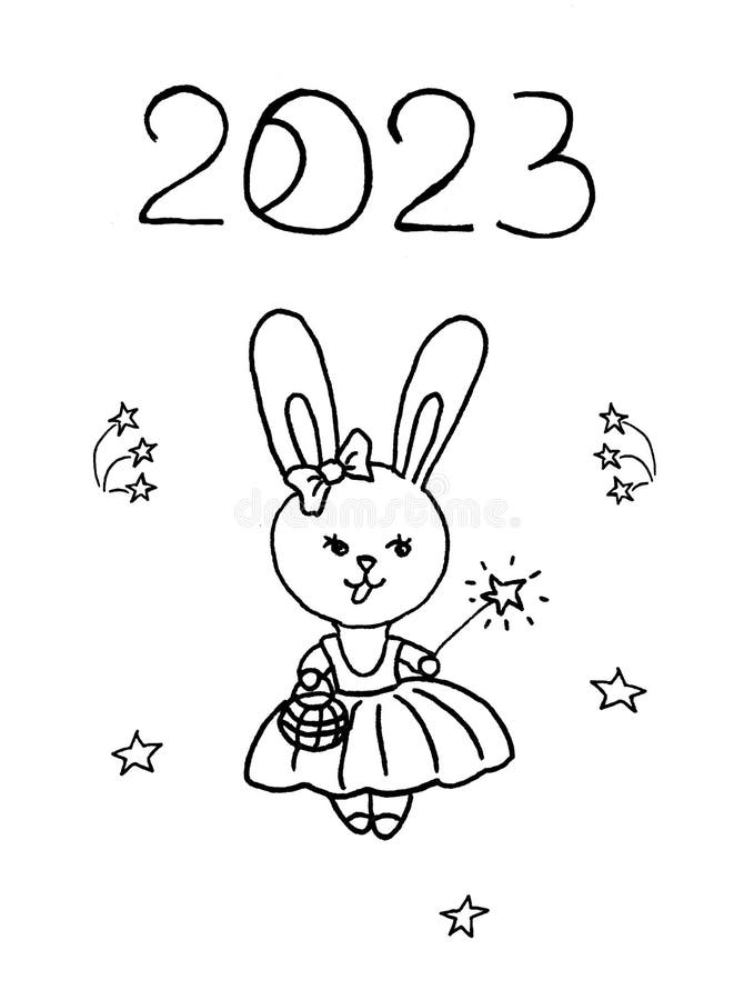 Fairy bunny coloring book black and white linear image vector stock vector