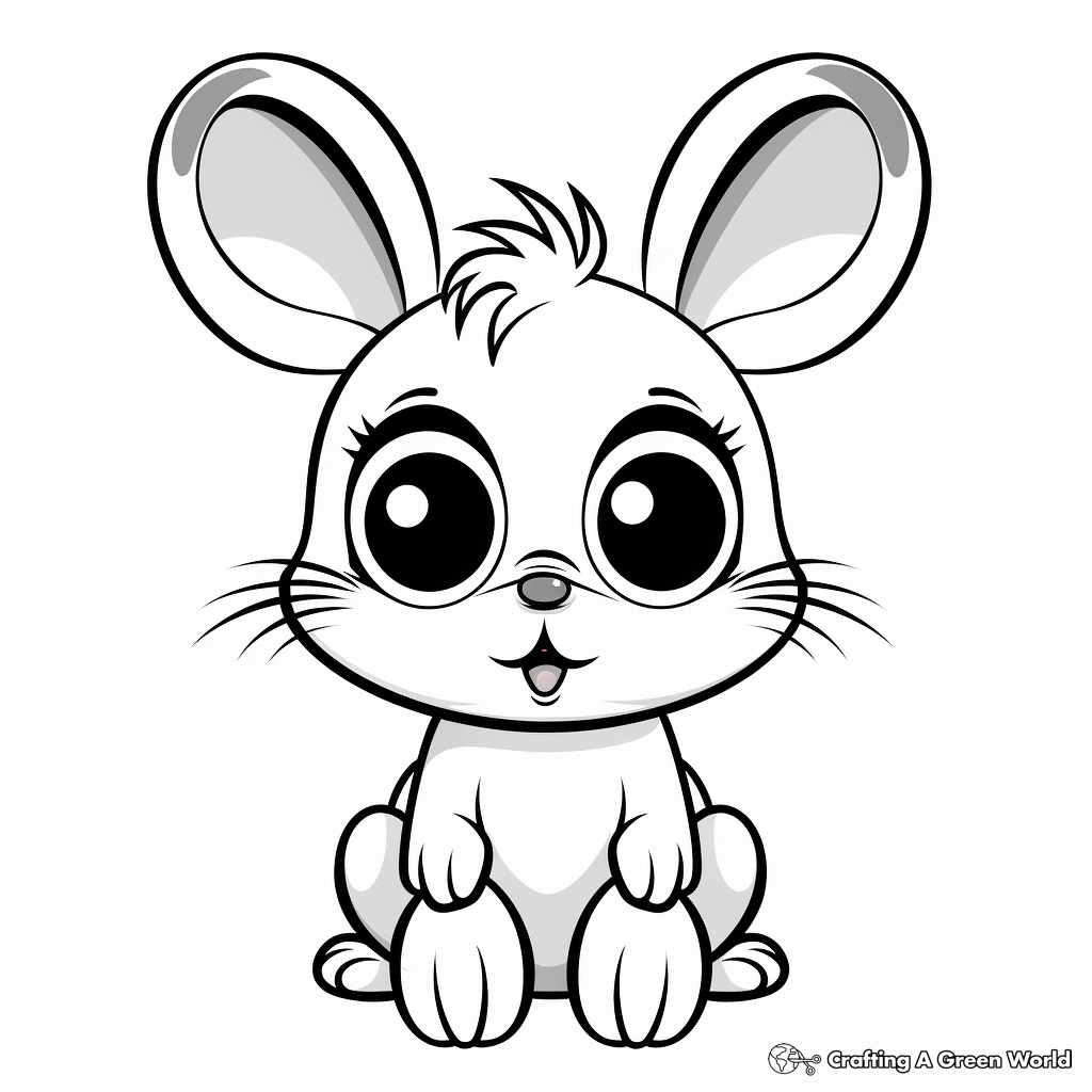 Cute cartoon animals with big eyes coloring pages