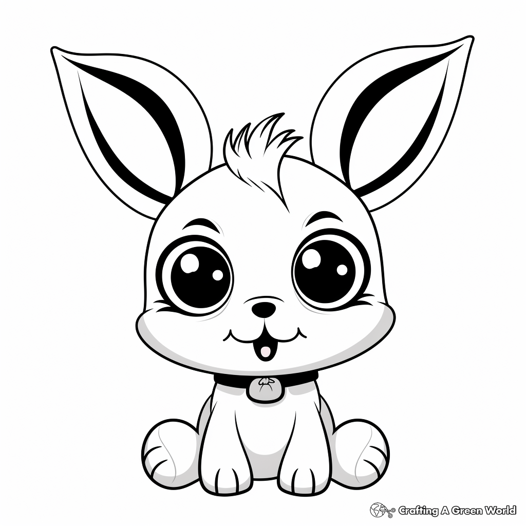 Cute cartoon animals with big eyes coloring pages