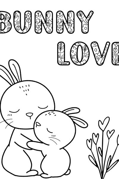 Very cute bunny coloring pages