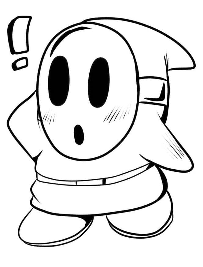 Shy guy mario image coloring page