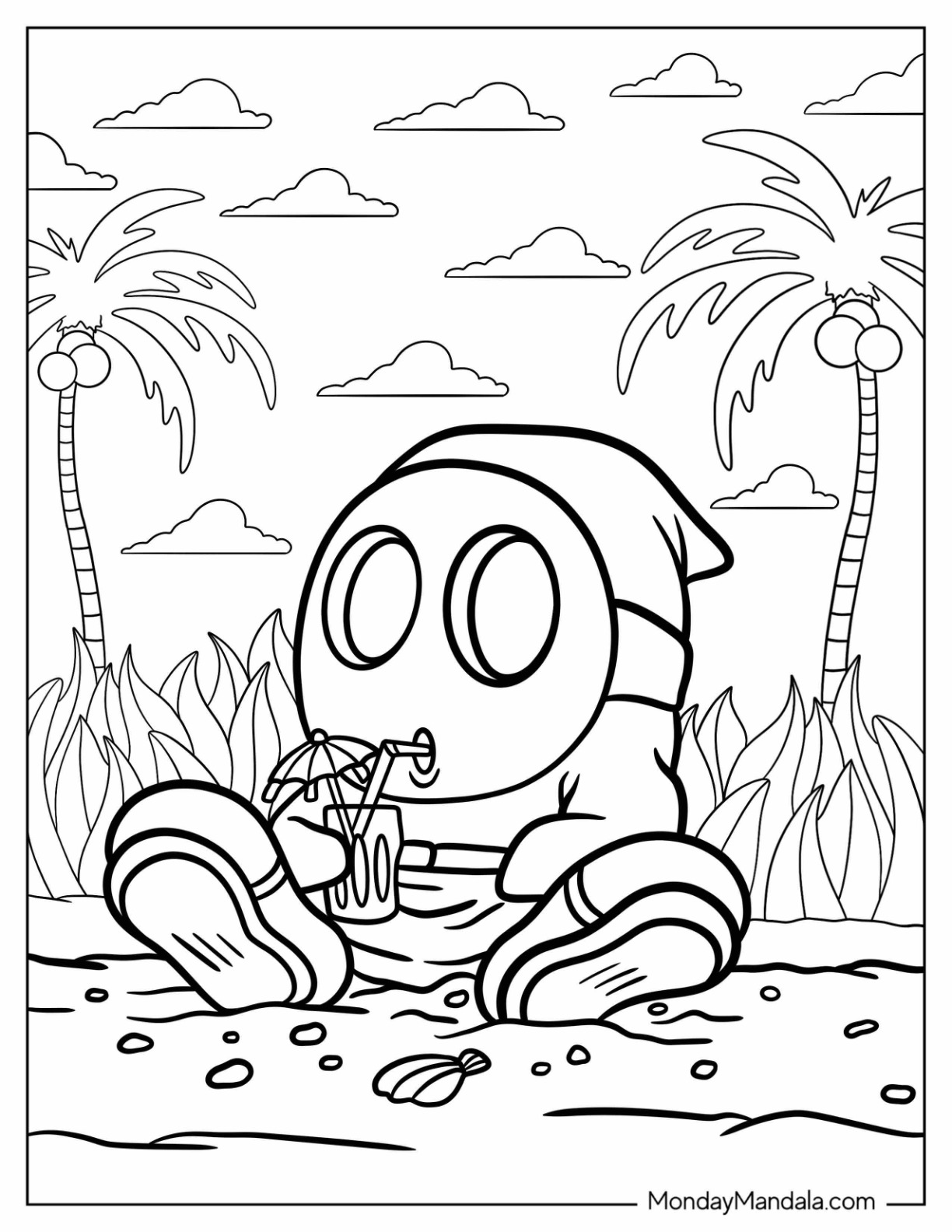 Shy guy coloring pages free pdf printables