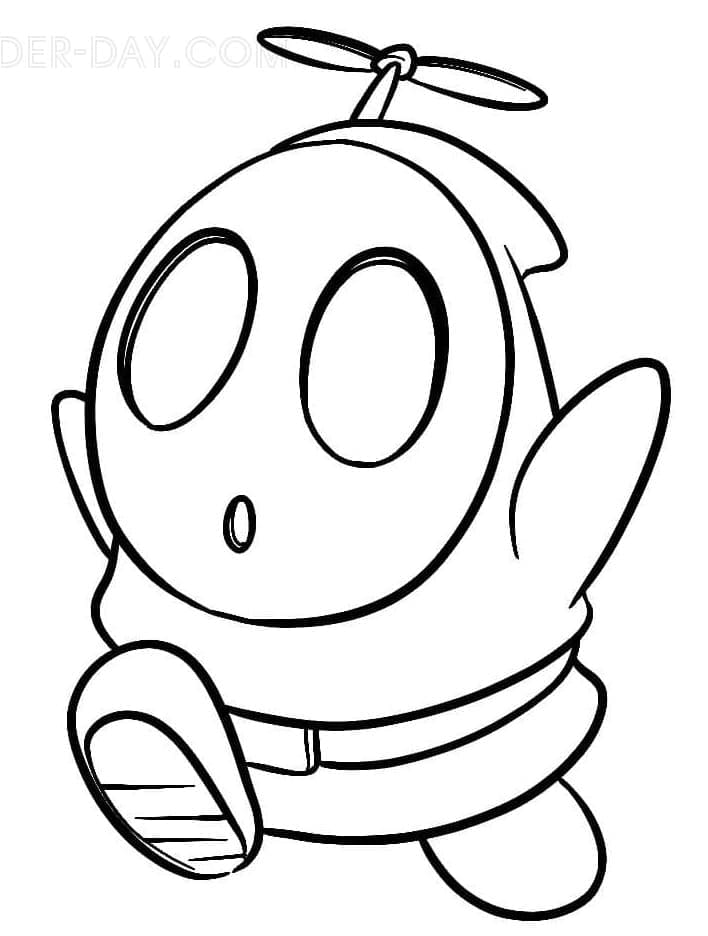 Cute shy guy mario coloring page