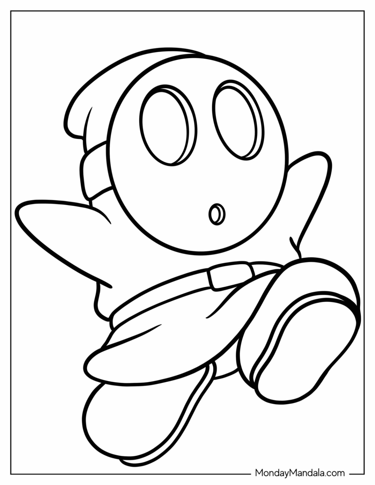 Shy guy coloring pages free pdf printables