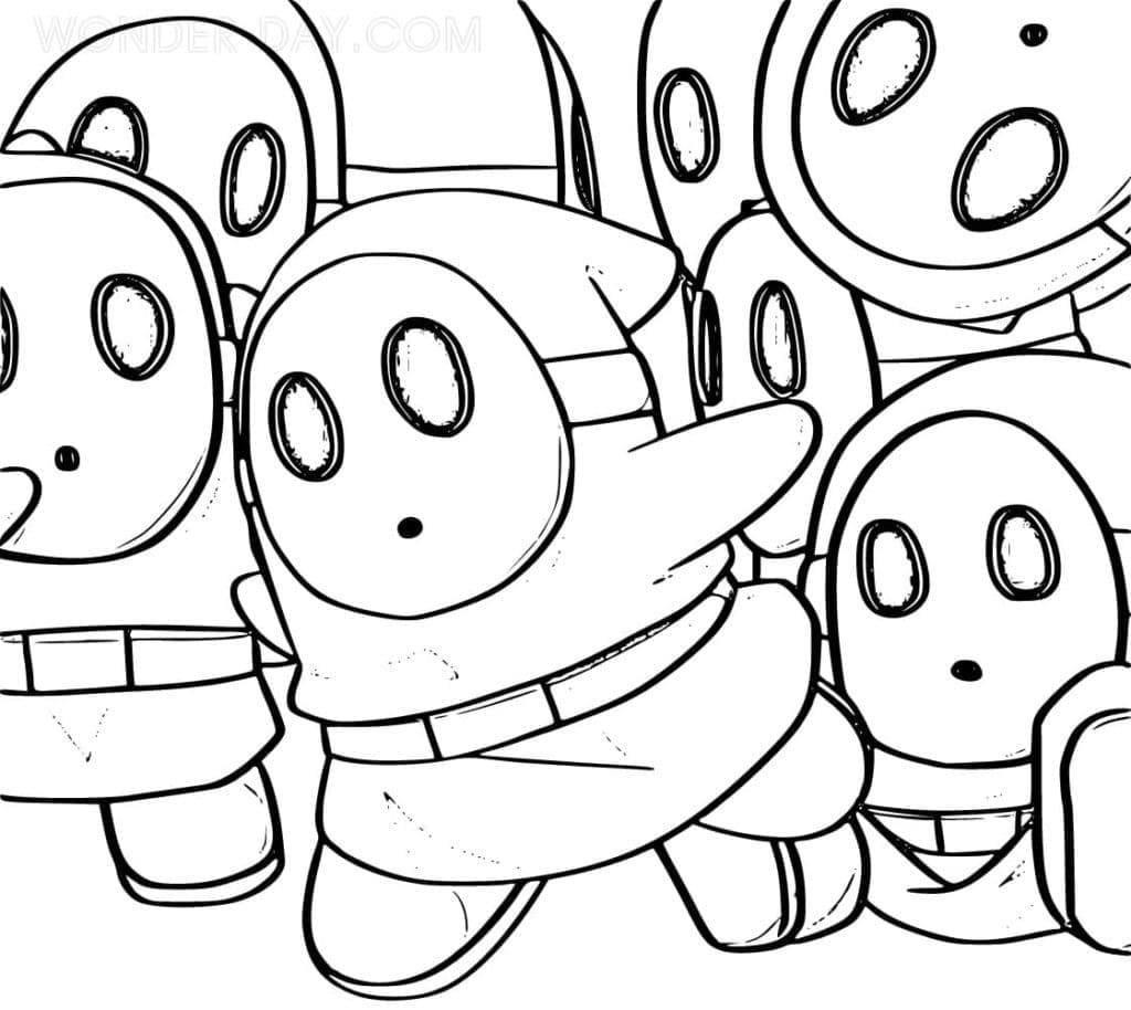 Shy guy mario free coloring page