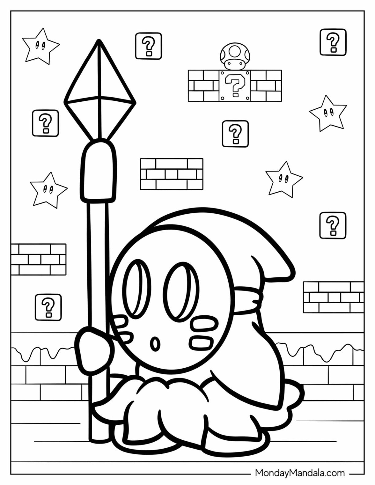 Shy guy coloring pages free pdf printables