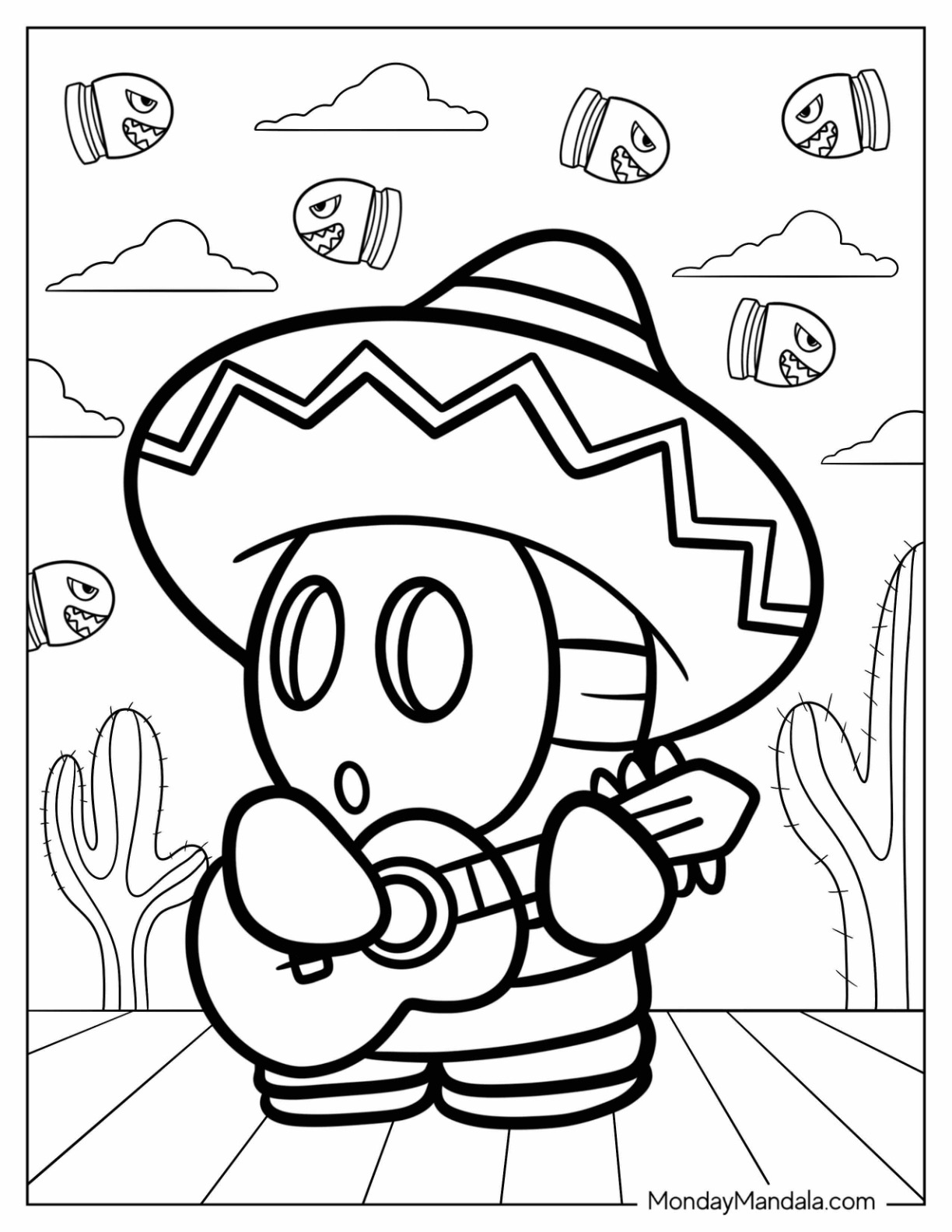 Shy guy coloring pages free pdf printables