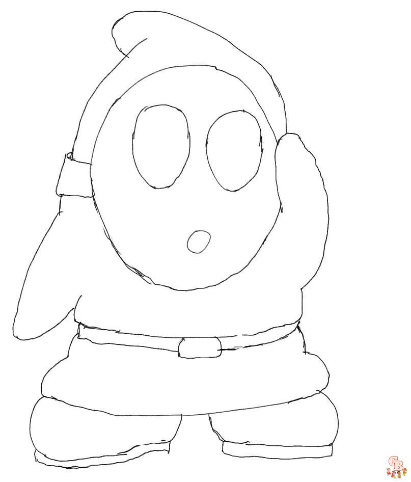 Printable shy guy coloring pages free for kids and adults