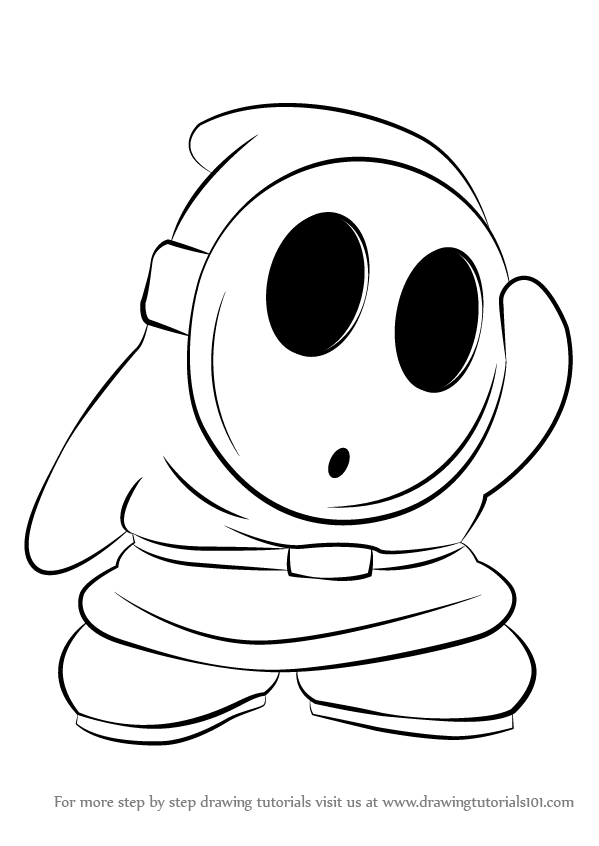 Learn how to draw shy guy from super mario super mario step by step drawing tutorials super mario coloring pages shy guy super mario art