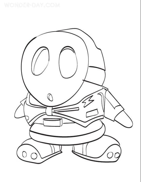 Shy guy mario for free coloring page