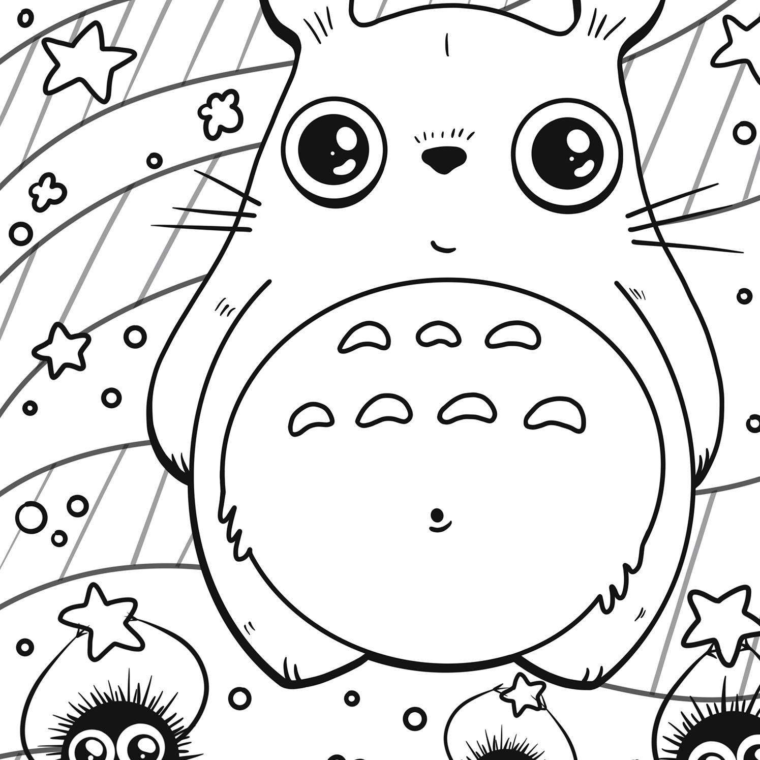 Totoro soot sprites coloring page digital download â stace of spades