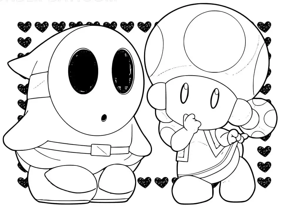 Shy guy from mario coloring page