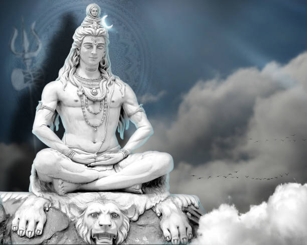 D wallpaper lord shiv with clouds and sun rays god mahadev mural d illustration stock photo