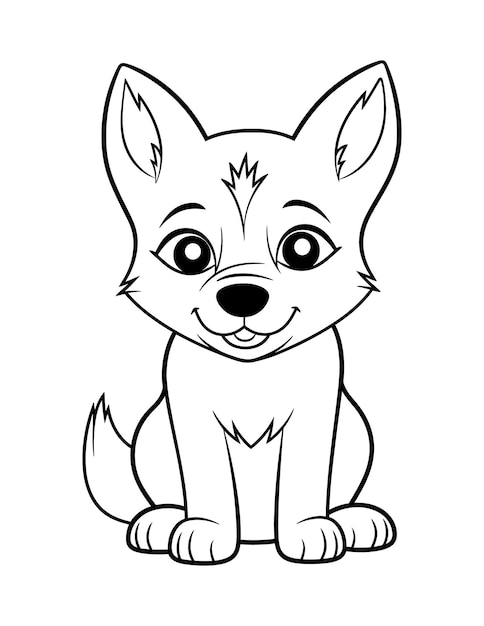 Premium vector siberian husky coloring page