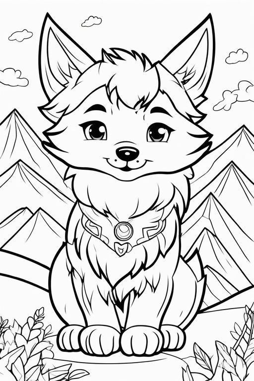 Coloring page of a puppy siberian husky