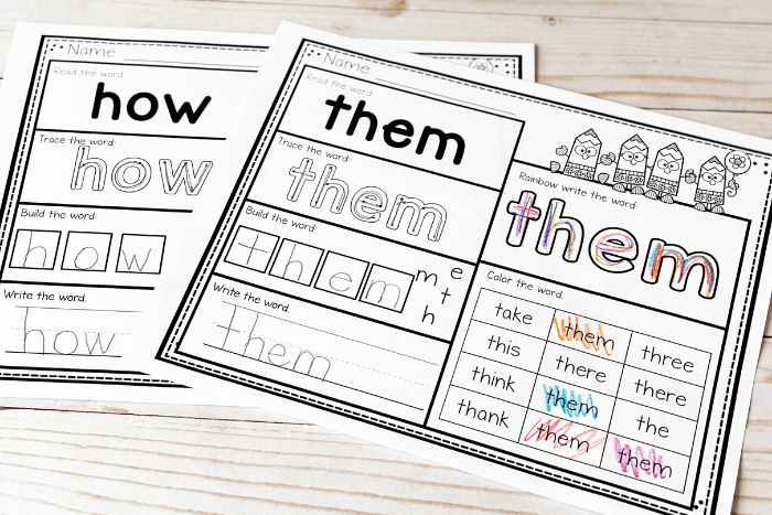 Free printable first grade sight words worksheets