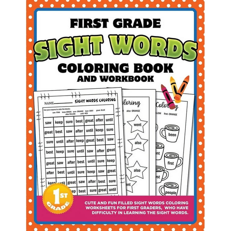 First grade sight words coloring book and workbook monly used sightwords coloring worksheets for girls or boys in st grade