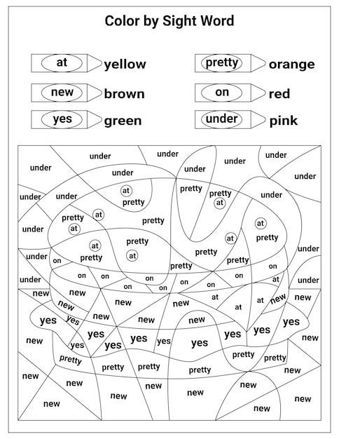 Premium vector sight words coloring pages educational worksheet for preschool and primary school learning coloring