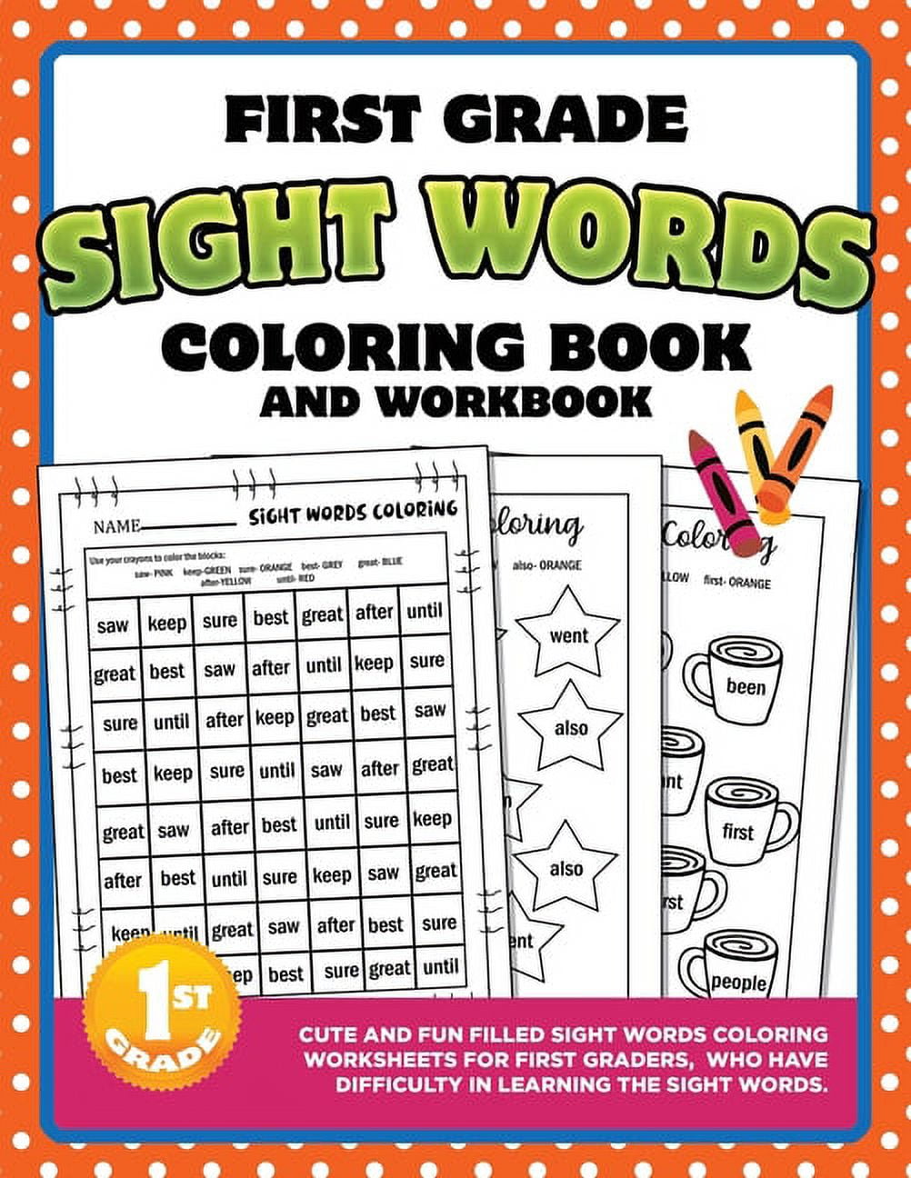 First grade sight words coloring book and workbook monly used sightwords coloring worksheets for girls or boys in st grade