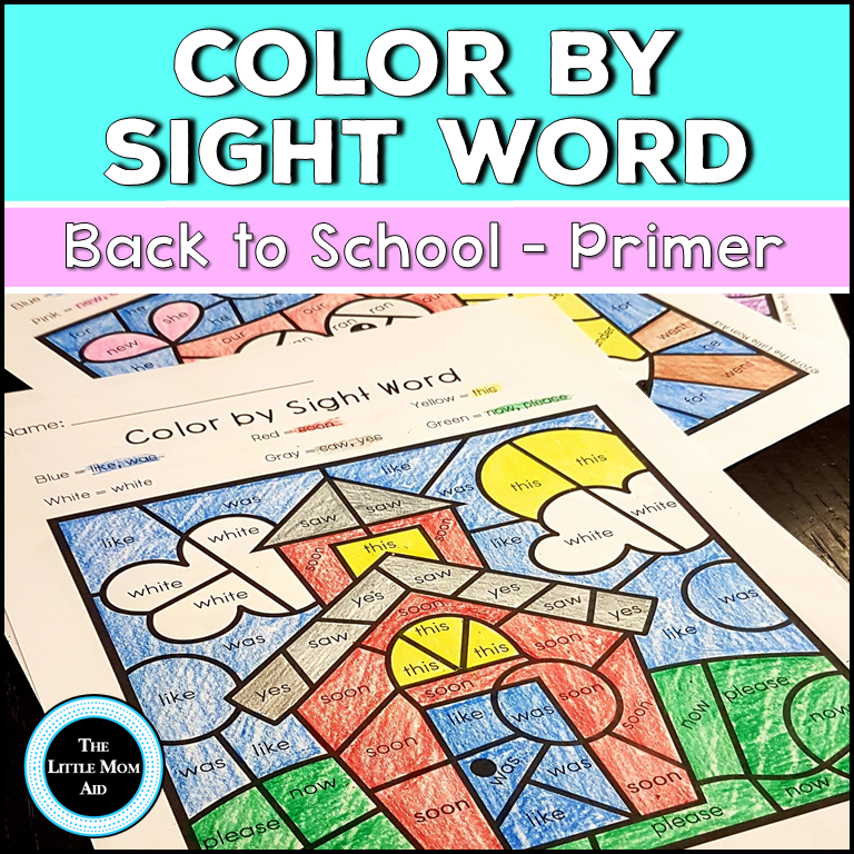 Back to school color by sight word printables