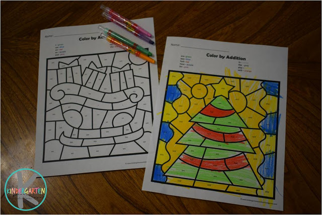 Free christmas color by sight word pages