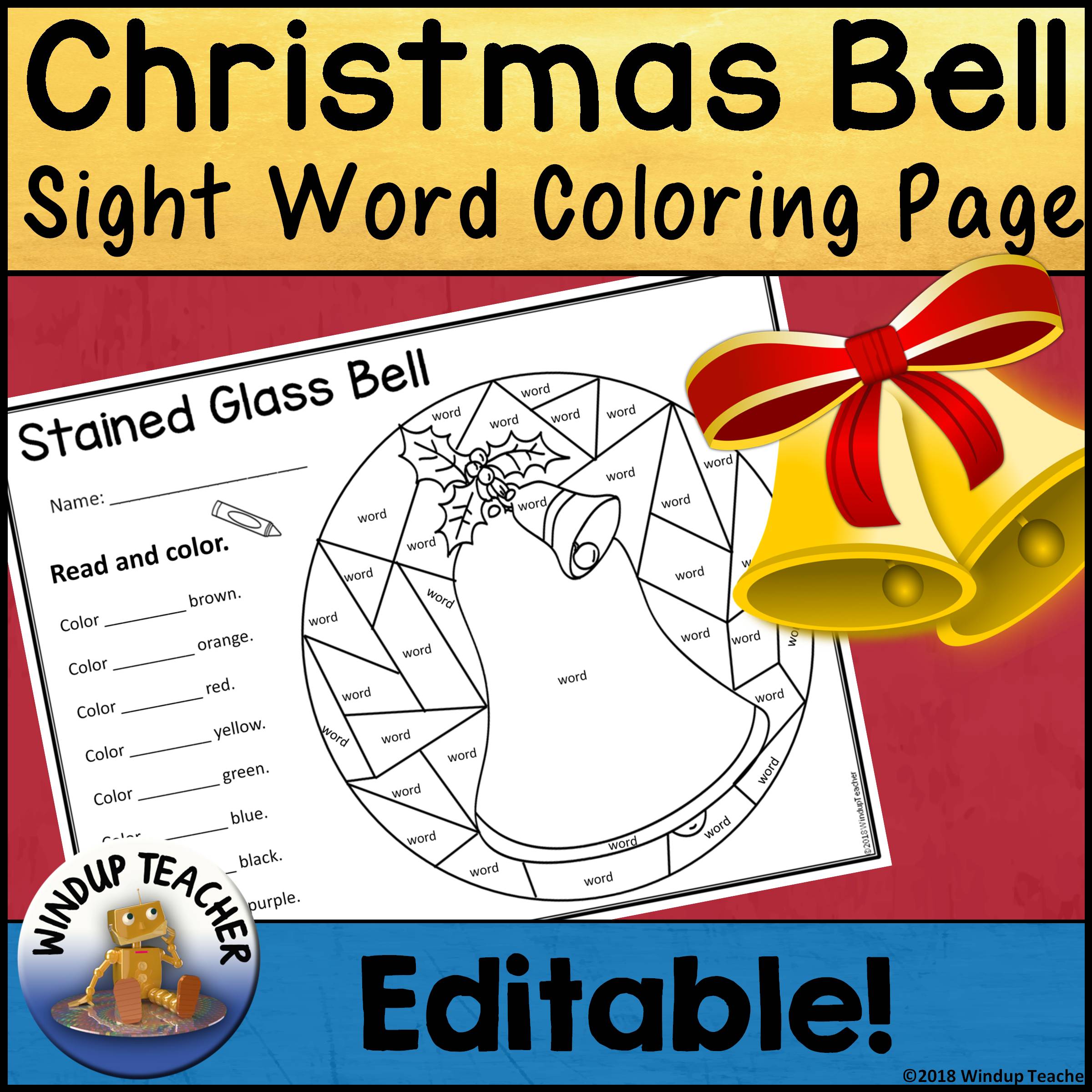 Christmas sight word coloring sheet