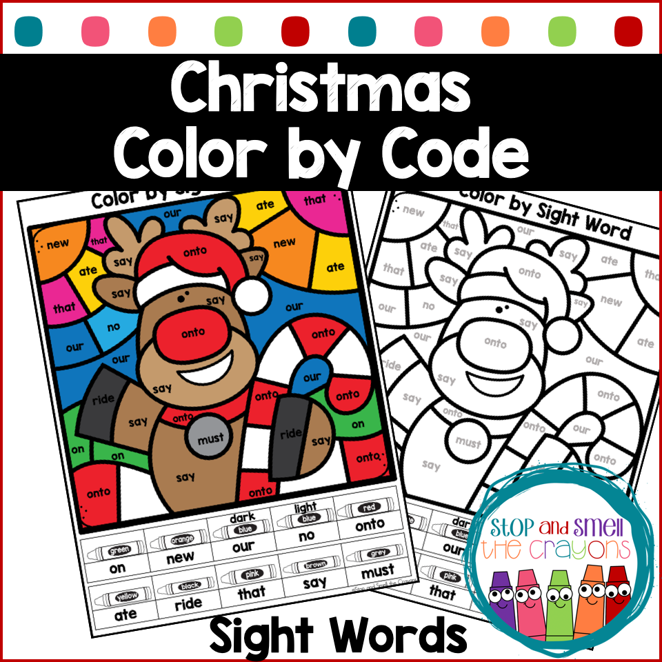 Christmas color by code sight words