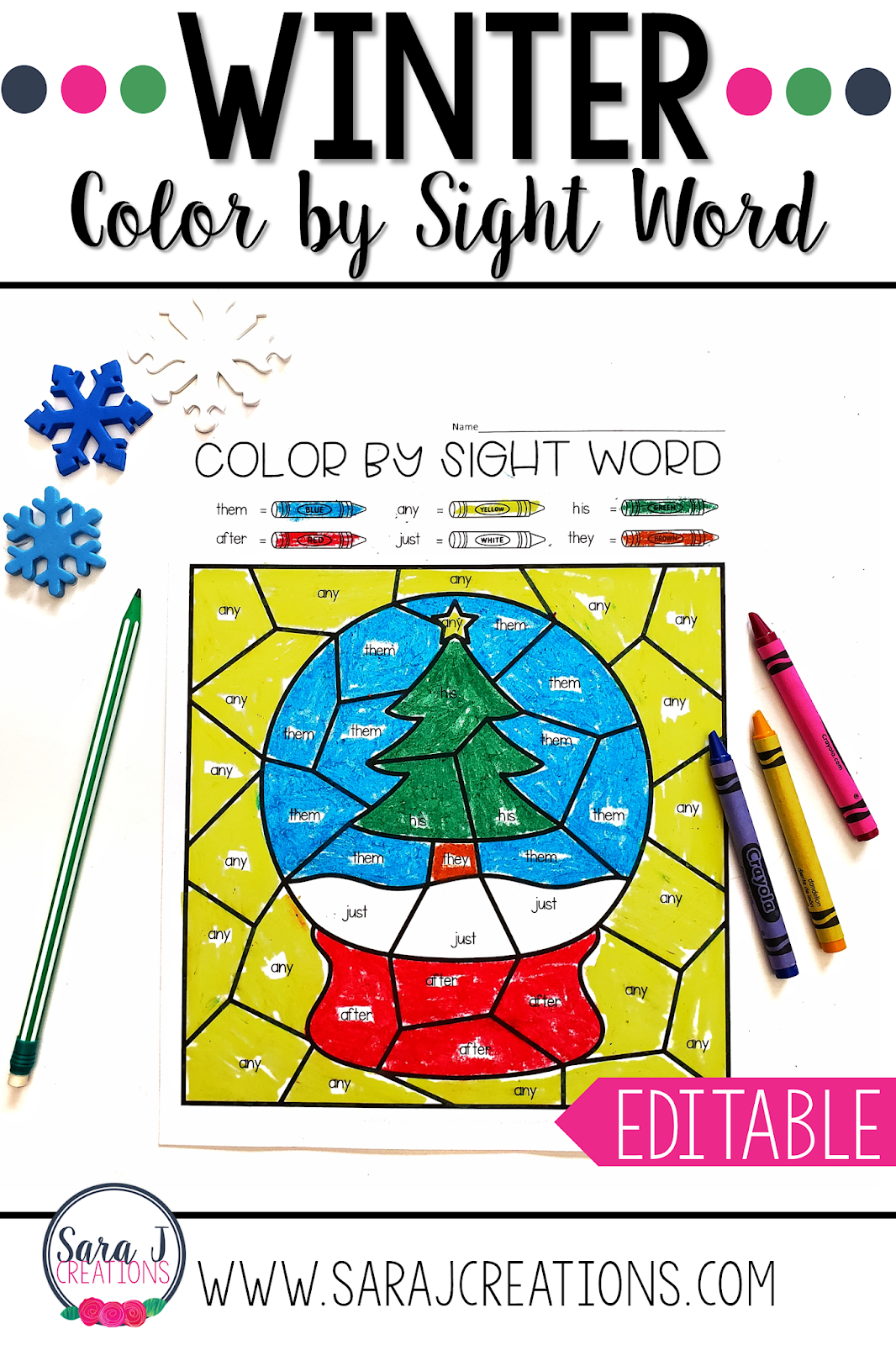 Christmas color by sight word sara j creations