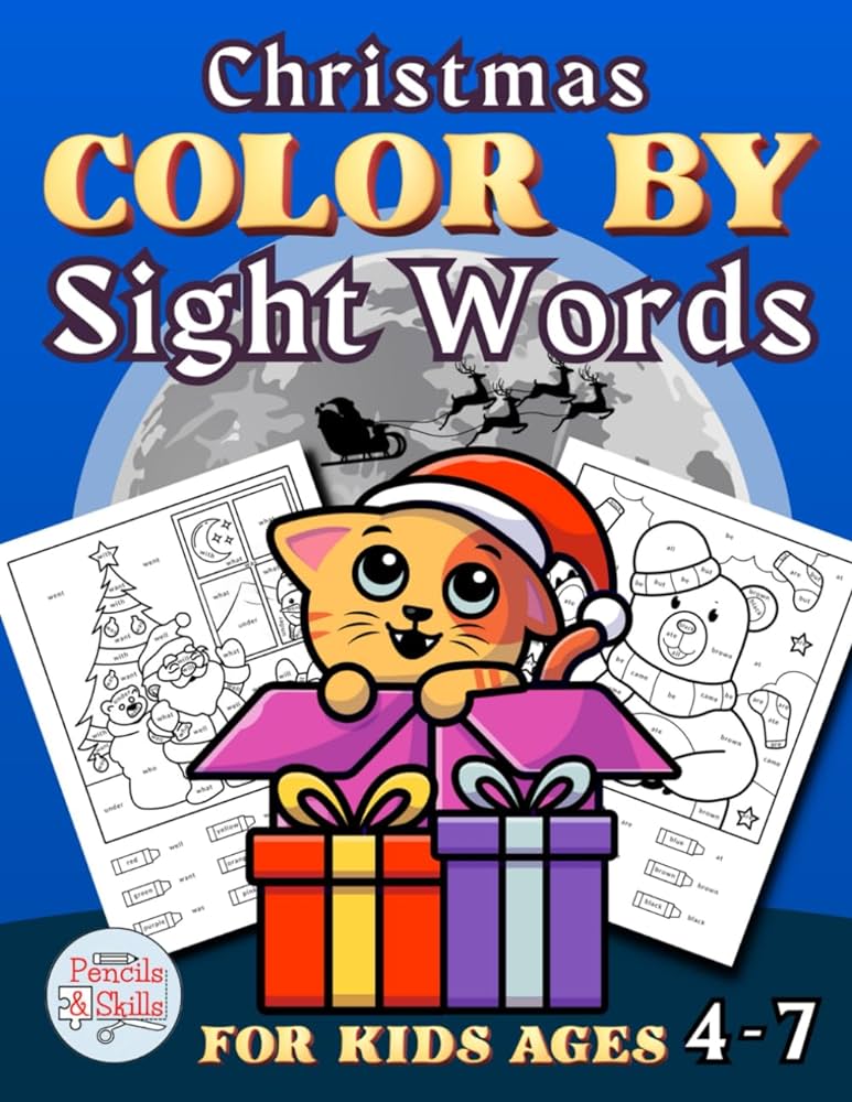 Christmas color by sight words for kids ages